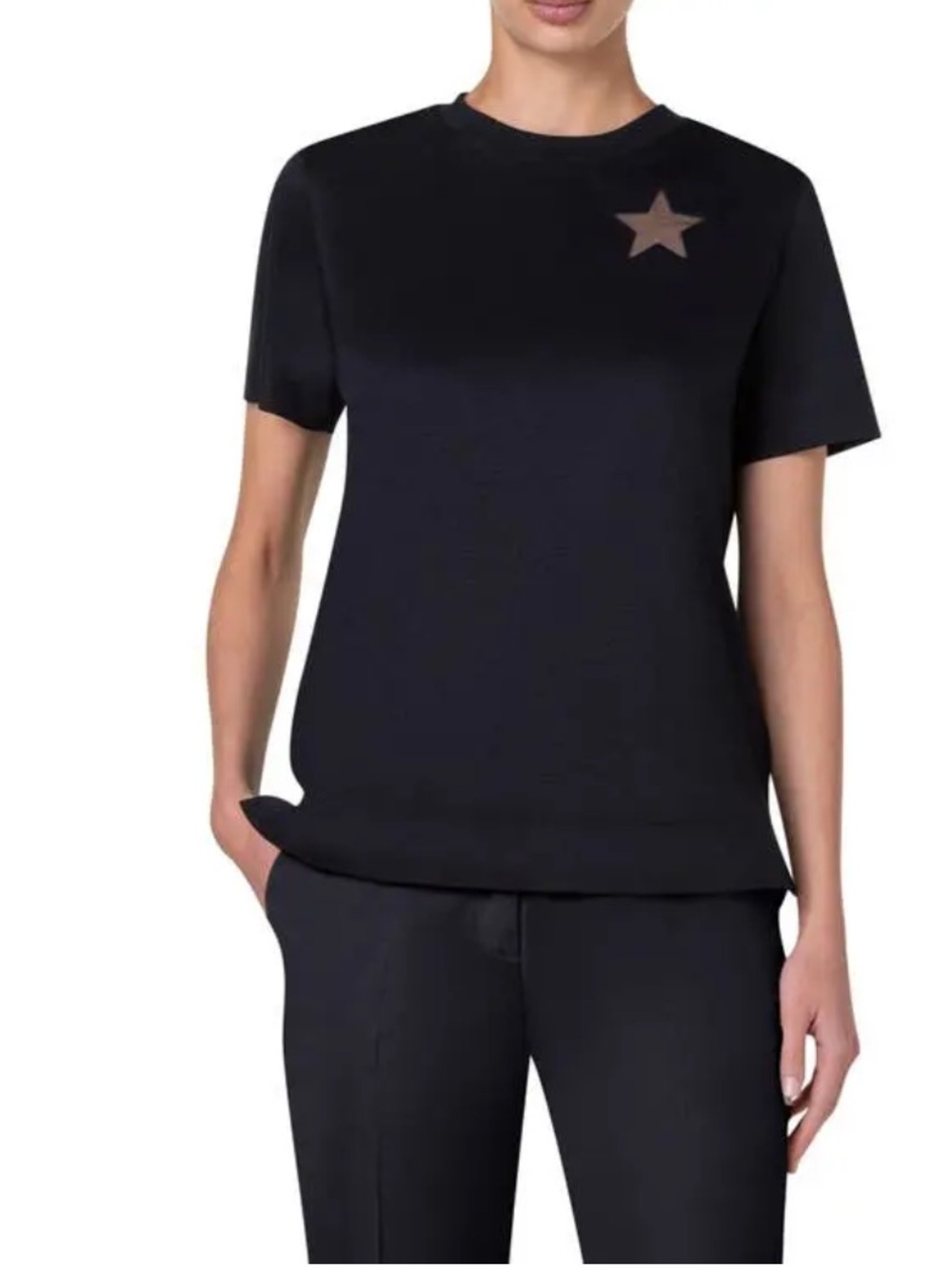 Akris Black Short-Sleeve T-Shirt with Star Inset